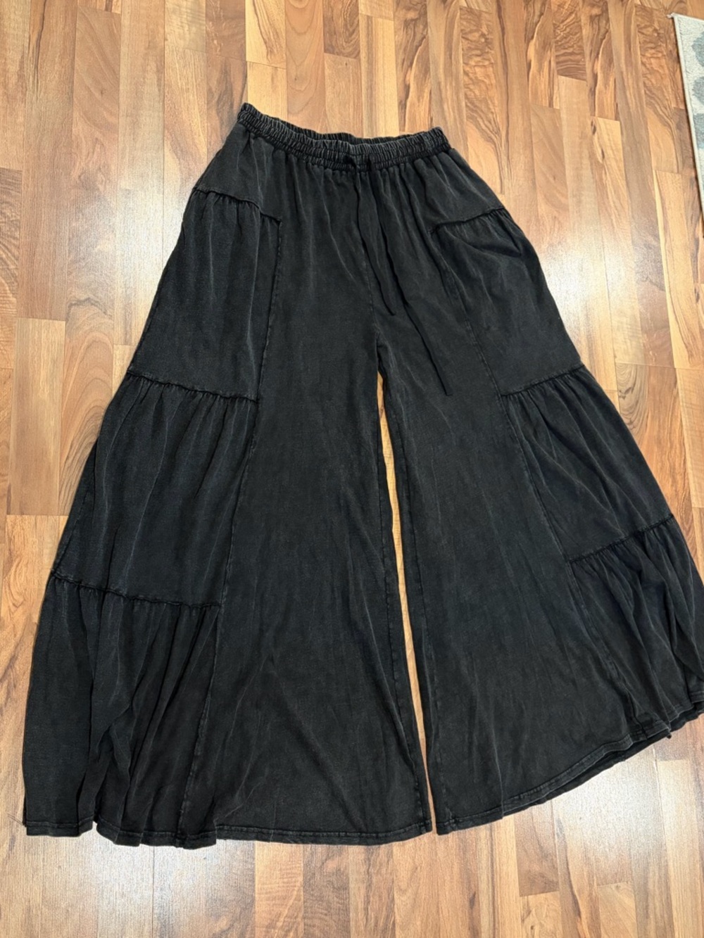 Velvet Washed Charcoal Tiered Maxi Skirt - Picture 6 of 11